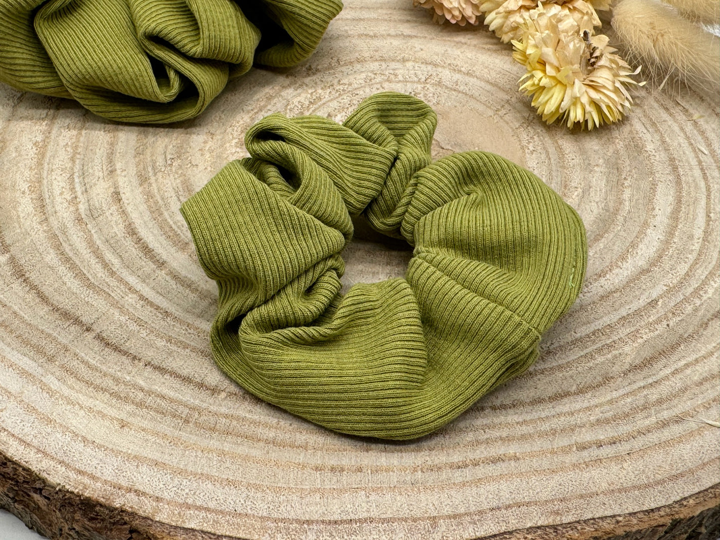 Ripp-Jersey Scrunchie Haargummi Uni grün