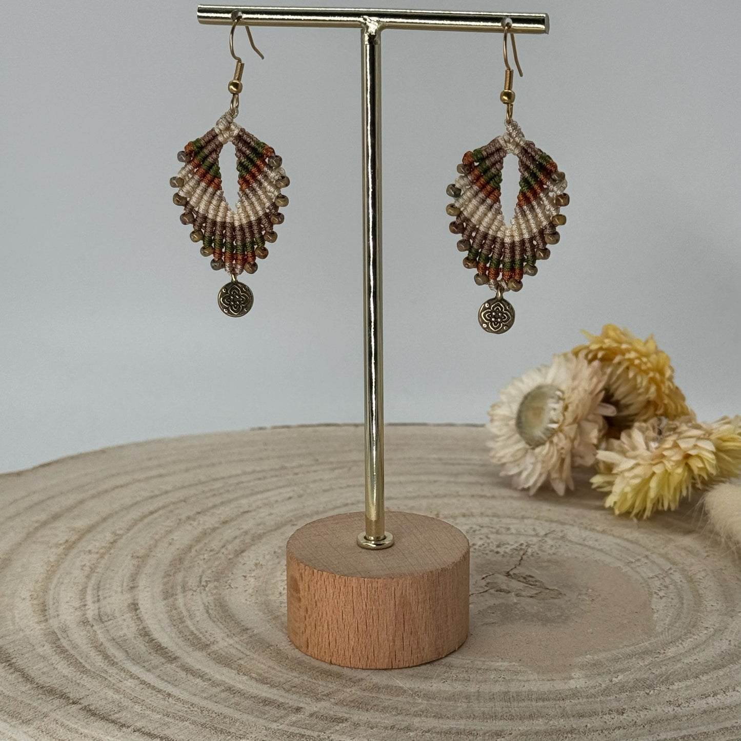 Einzigartiger Makramee Ohrhängee Ohrring Boho Hippie Schmuck India (1 Paar)