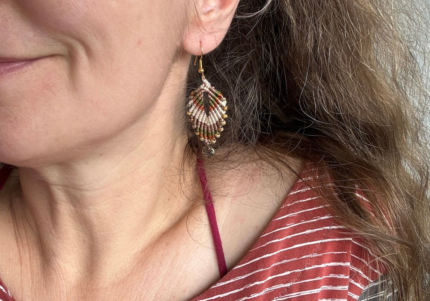 Einzigartiger Makramee Ohrhängee Ohrring Boho Hippie Schmuck India (1 Paar)