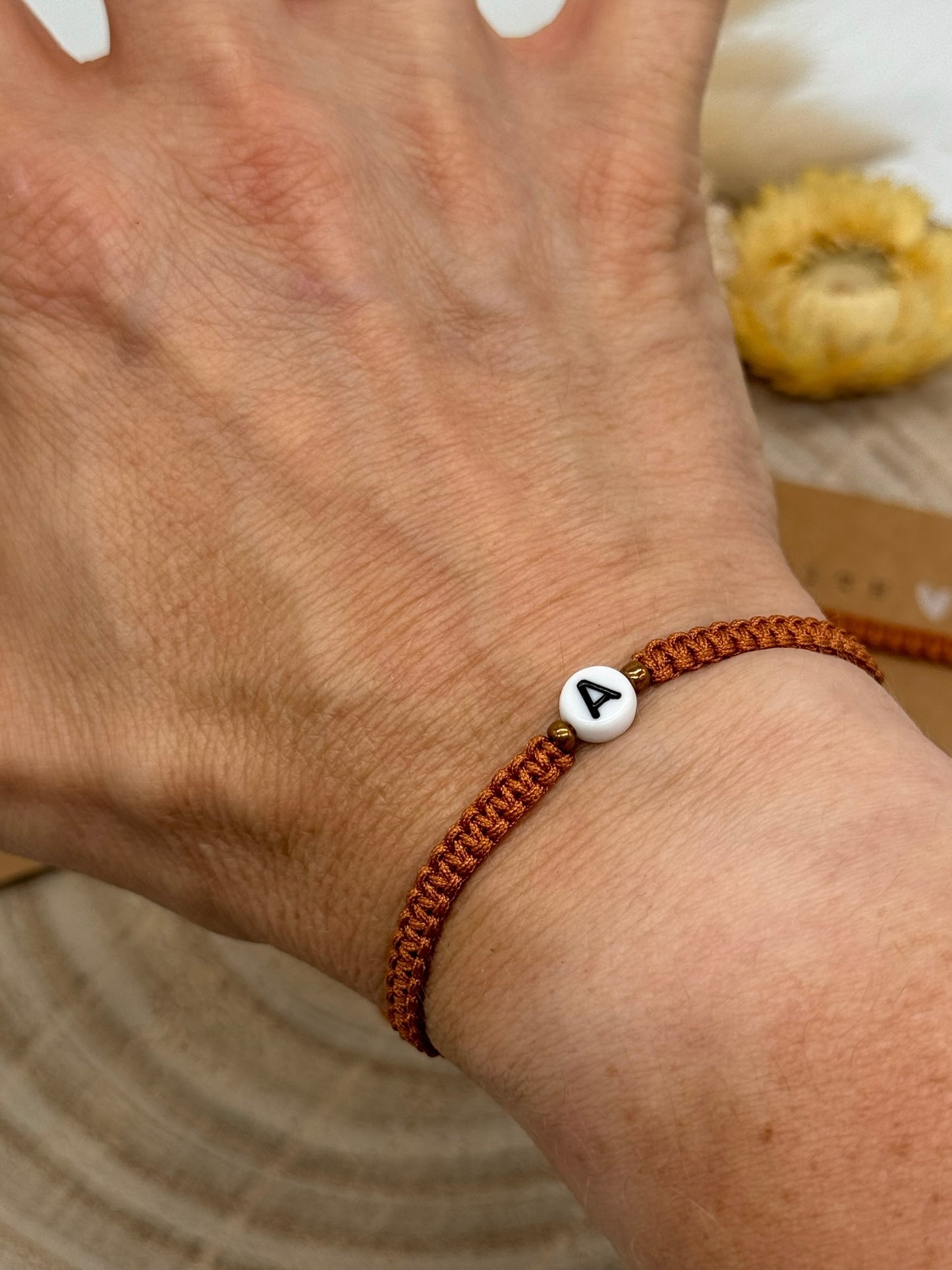 Personalisiertes Freundschaftsarmband Makramee Armband ABC Kupfer