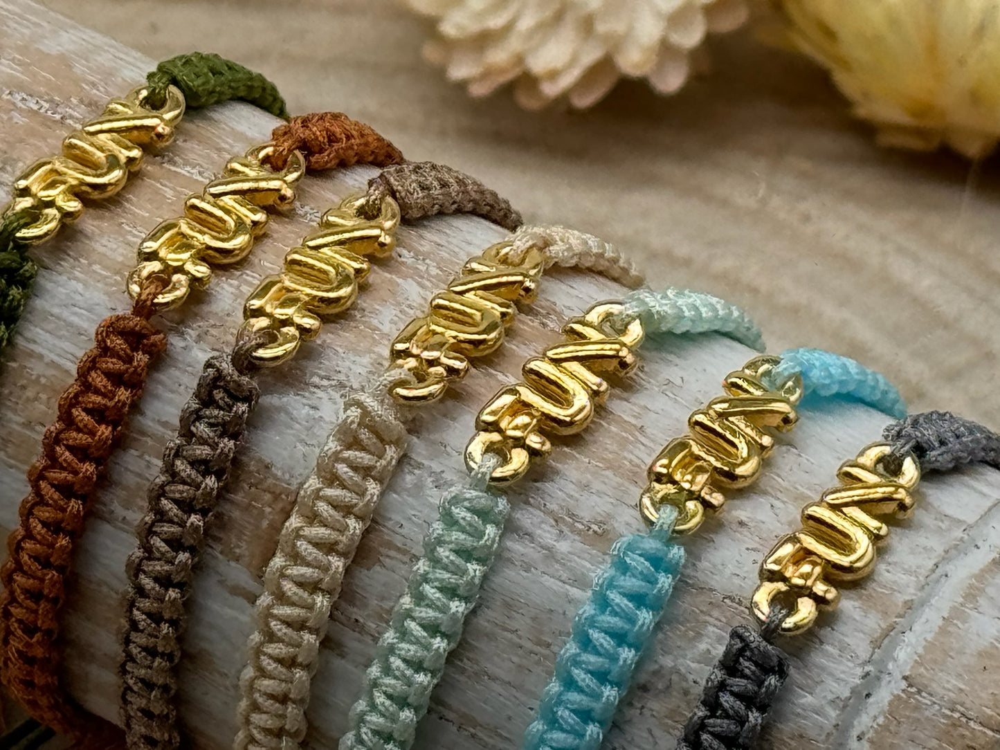 Freundschaftsarmband Makramee Armband Schmuck FUN goldfarben