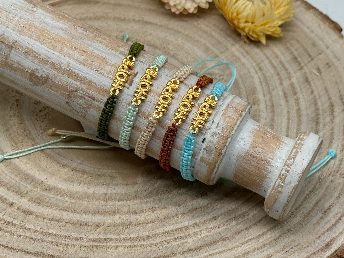 Freundschaftsarmband Makramee Armband HOPE Edelstahl goldfarben