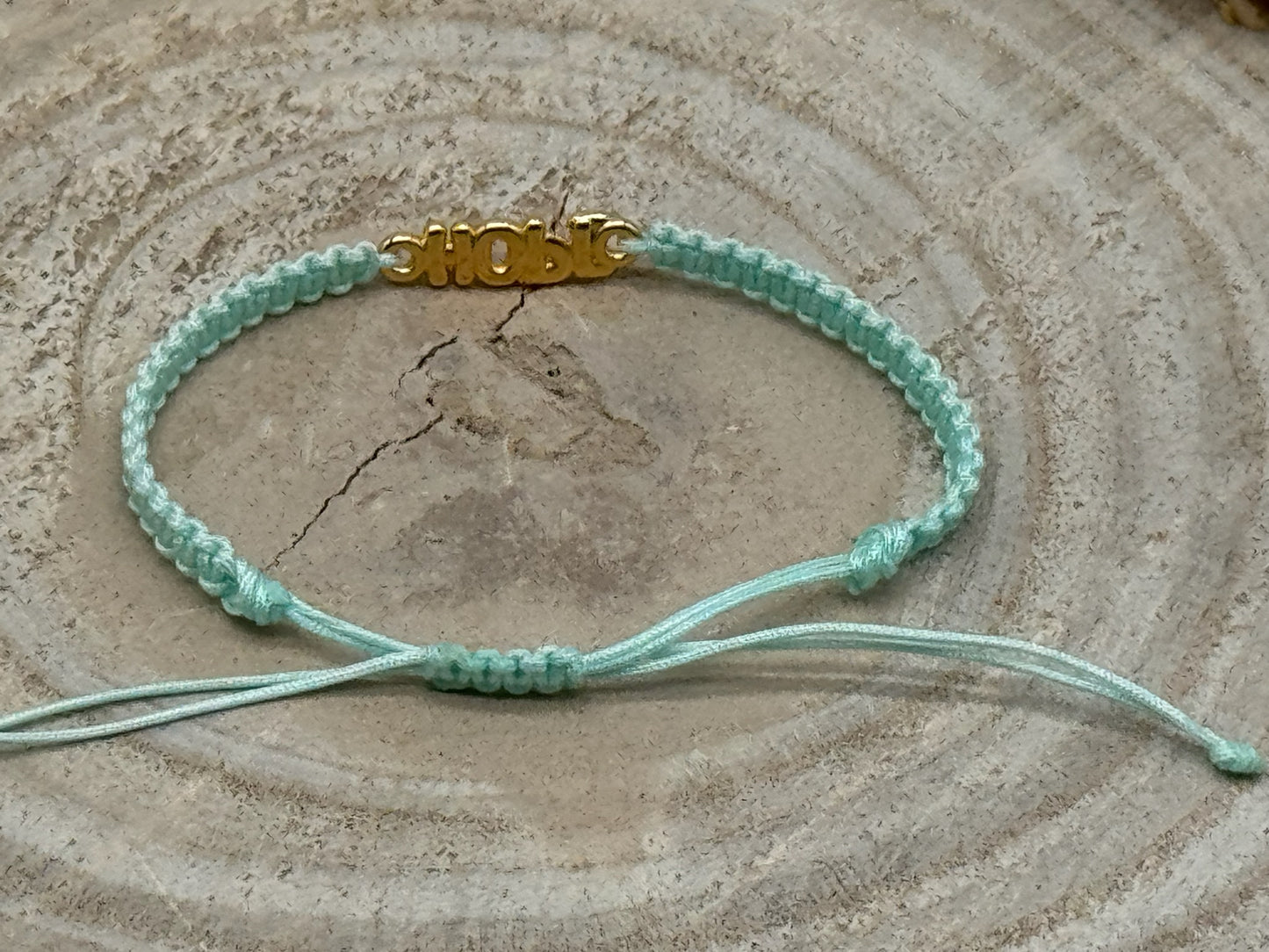 Freundschaftsarmband Makramee Armband HOPE Edelstahl goldfarben