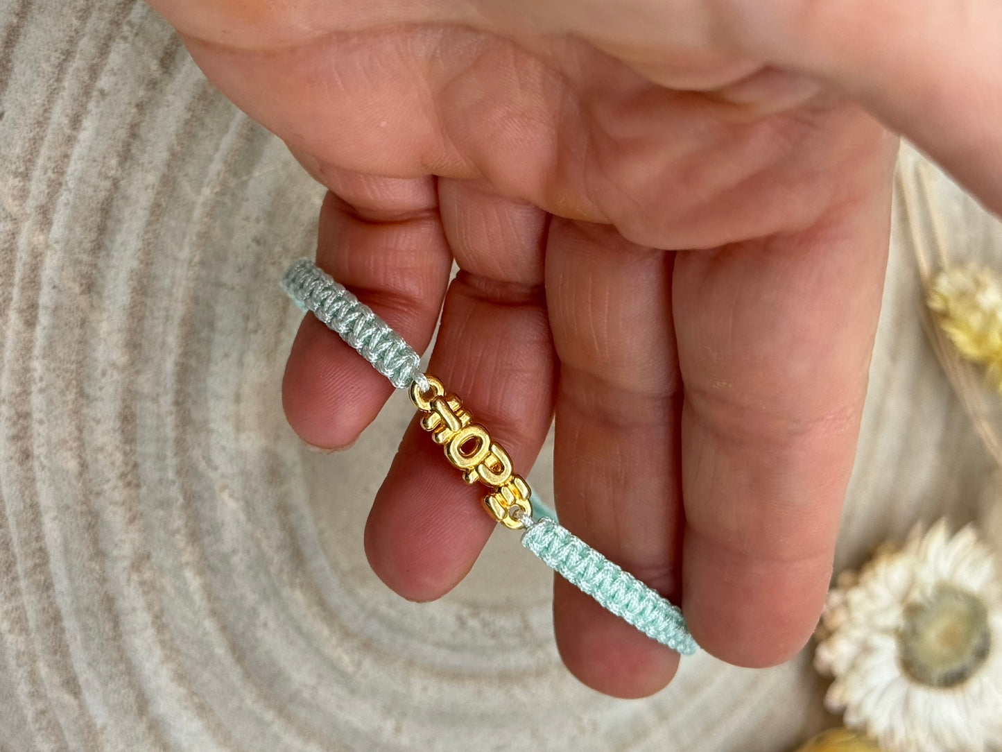 Freundschaftsarmband Makramee Armband HOPE Edelstahl goldfarben