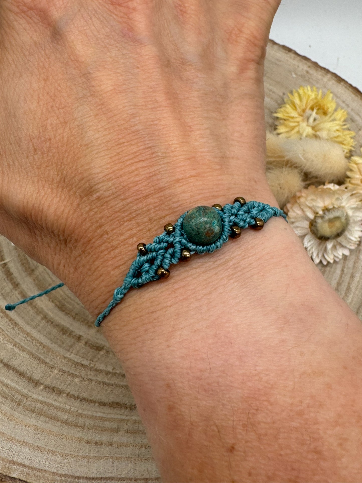 Makramee Edelstein Armband mit Herbst Jaspis Perle