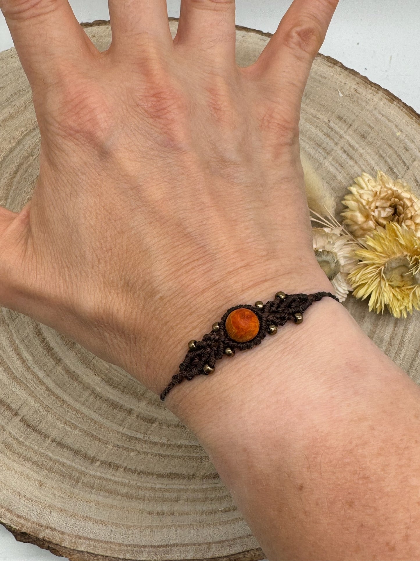 Makramee Edelstein Armband mit Naturstein Perle