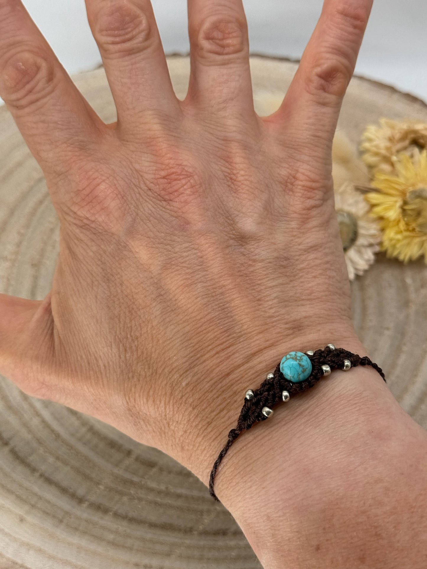 Türkis Halbedelstein Freundschaftsarmband Makramee Schmuck