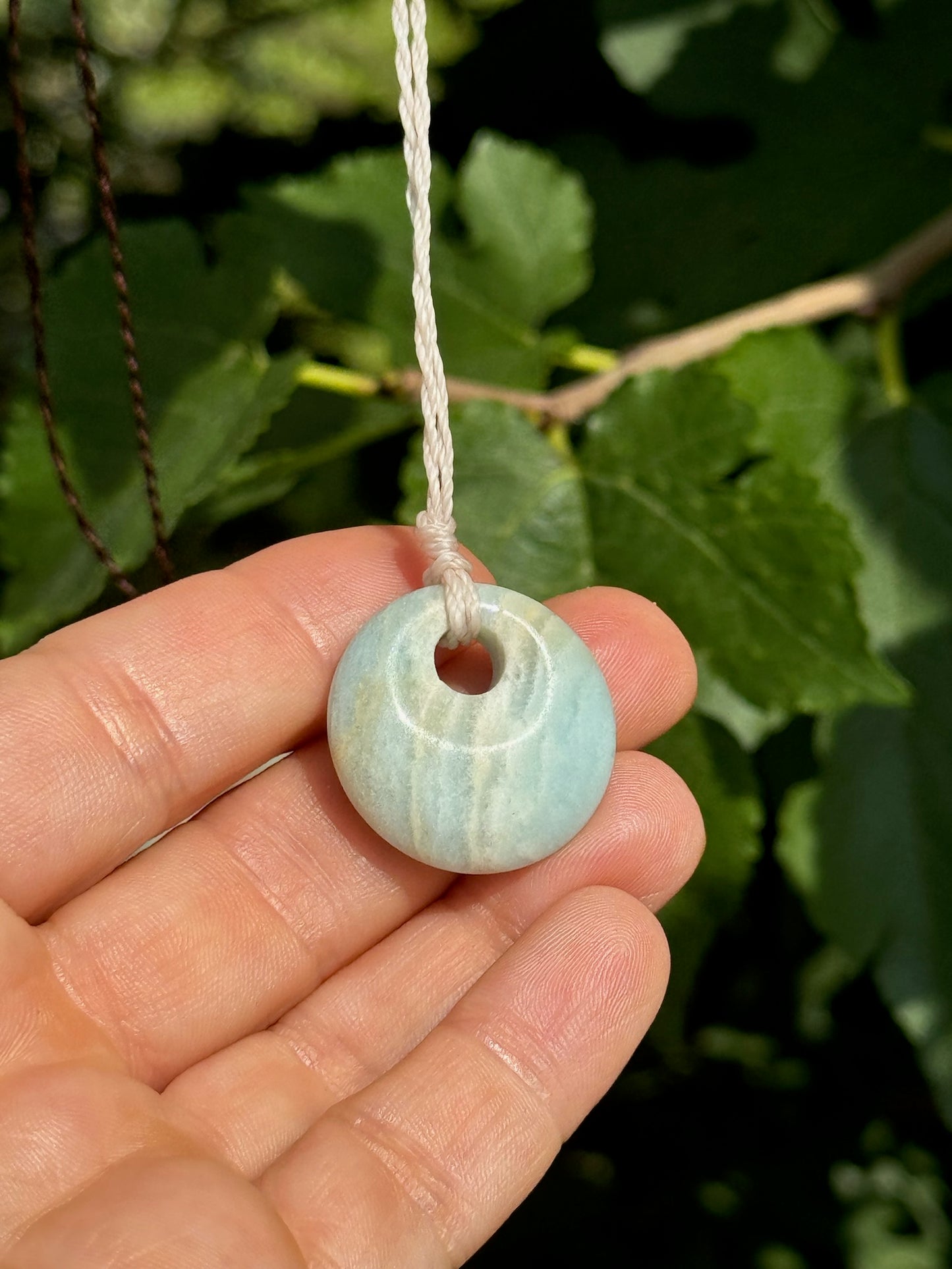 Makramee Schmuck Choker Halbedelstein Kette mit Amazonit Stein