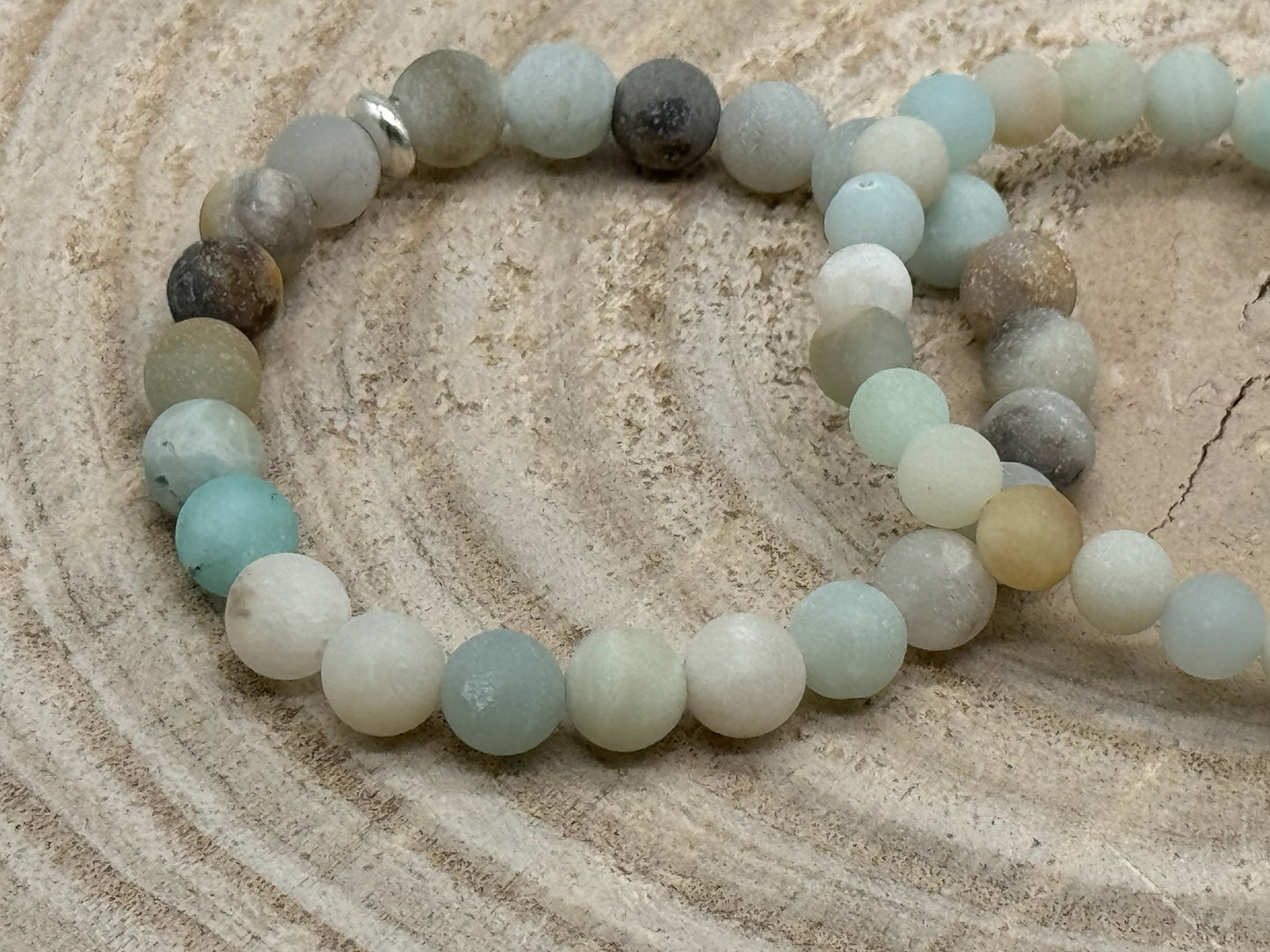Halbedelstein elastisches Armband Freundschaftsarmband Boho Hippie Schmuck Amazonit Perlen