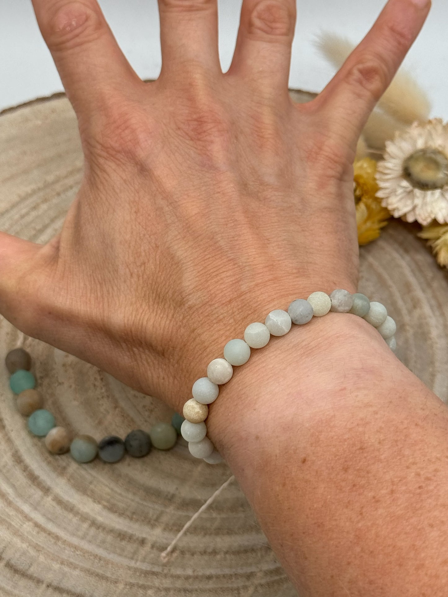 Halbedelstein Makramee Armband Freundschaftsarmband Boho Hippie Schmuck Amazonit Perlen