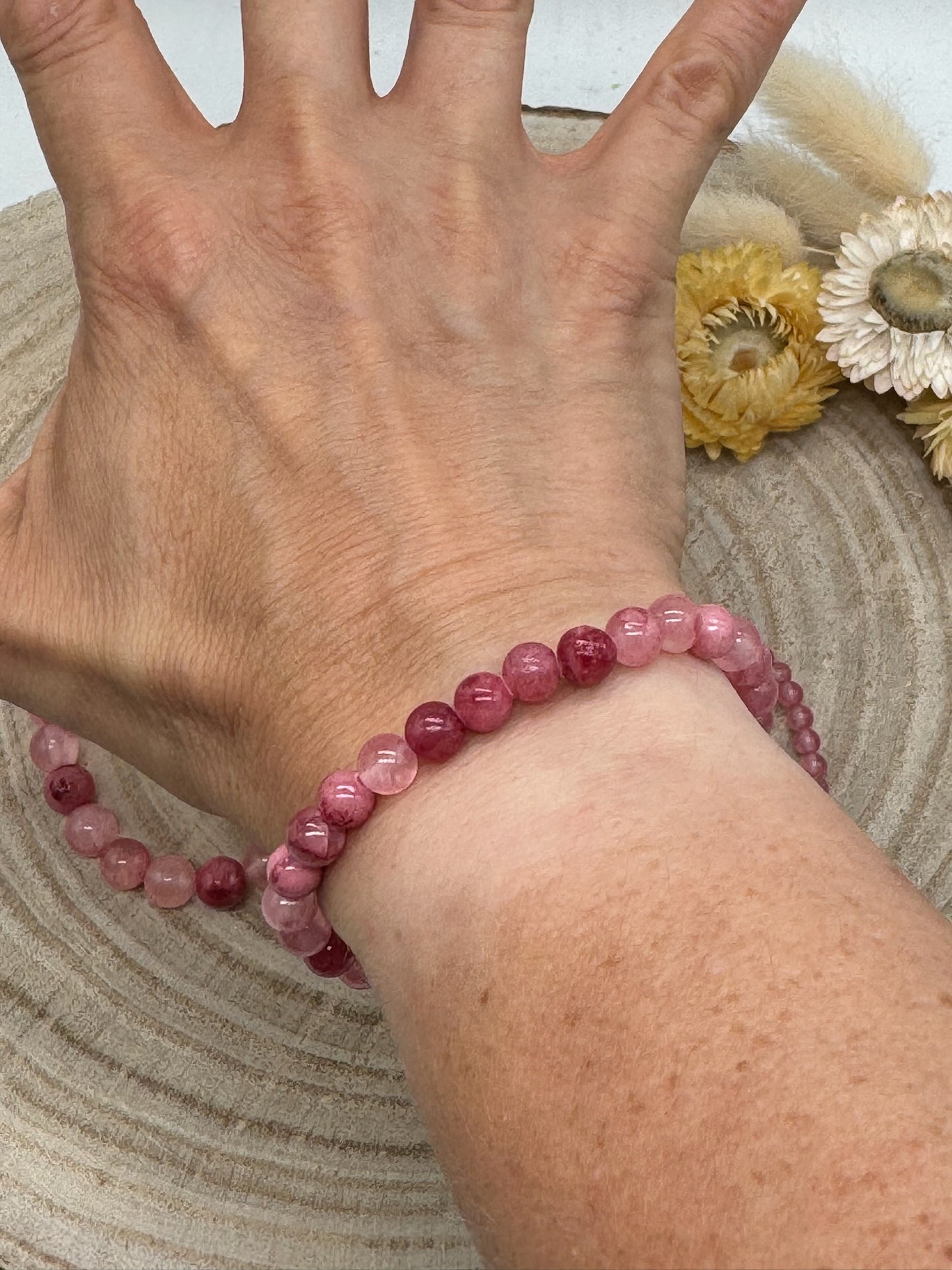 Halbedelstein elastisches Armband Freundschaftsarmband Boho Hippie Schmuck Persische Jade Perlen