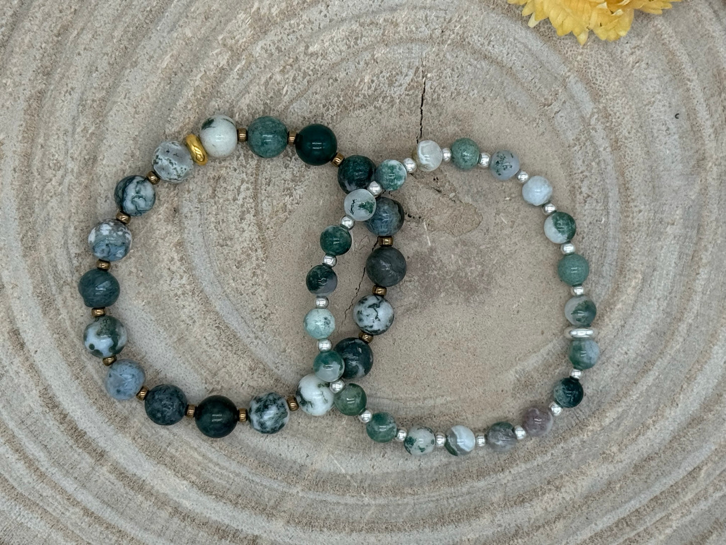 Halbedelstein elastisches Armband Freundschaftsarmband Boho Hippie Schmuck Jade Achat Perlen
