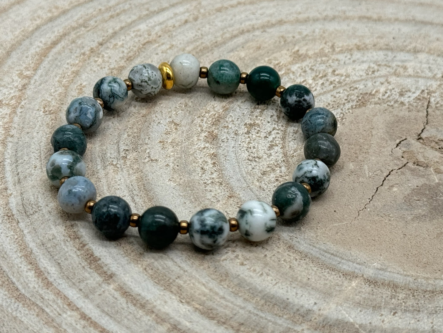 Halbedelstein elastisches Armband Freundschaftsarmband Boho Hippie Schmuck Jade Achat Perlen