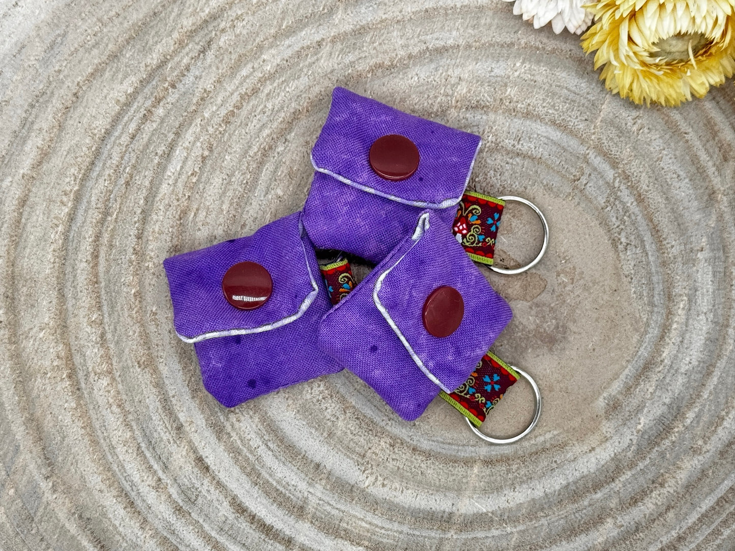 Schlüsselanhänger Mini Tasche Uni lila meliert