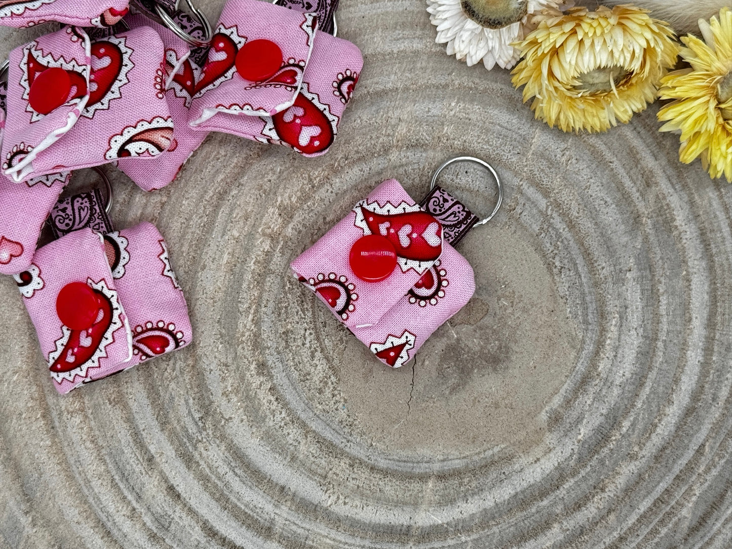 Schlüsselanhänger Mini Tasche rosa mit Paisley