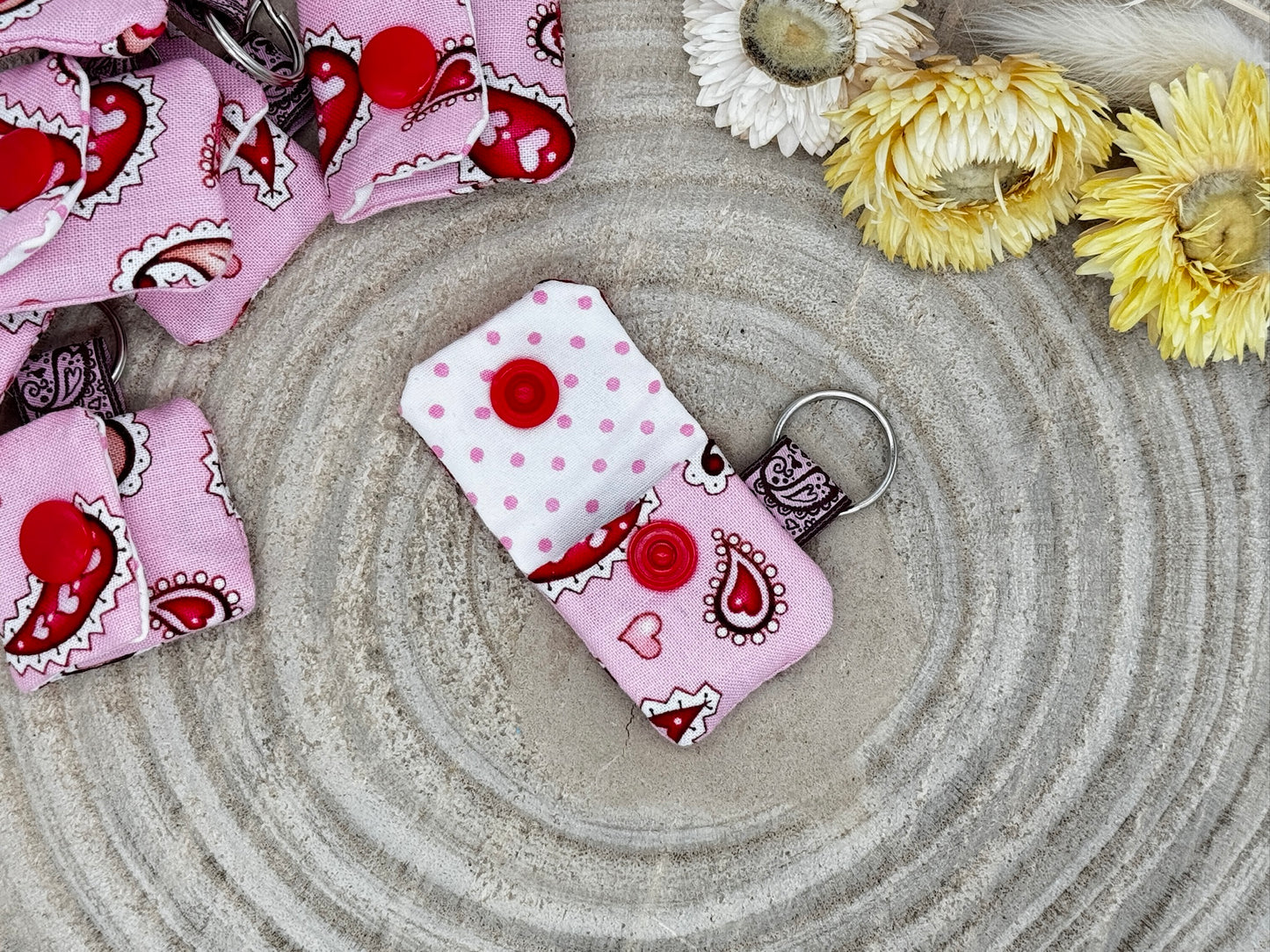 Schlüsselanhänger Mini Tasche rosa mit Paisley