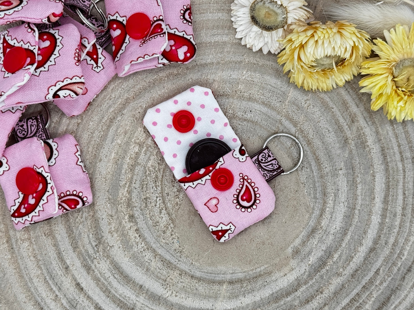 Schlüsselanhänger Mini Tasche rosa mit Paisley