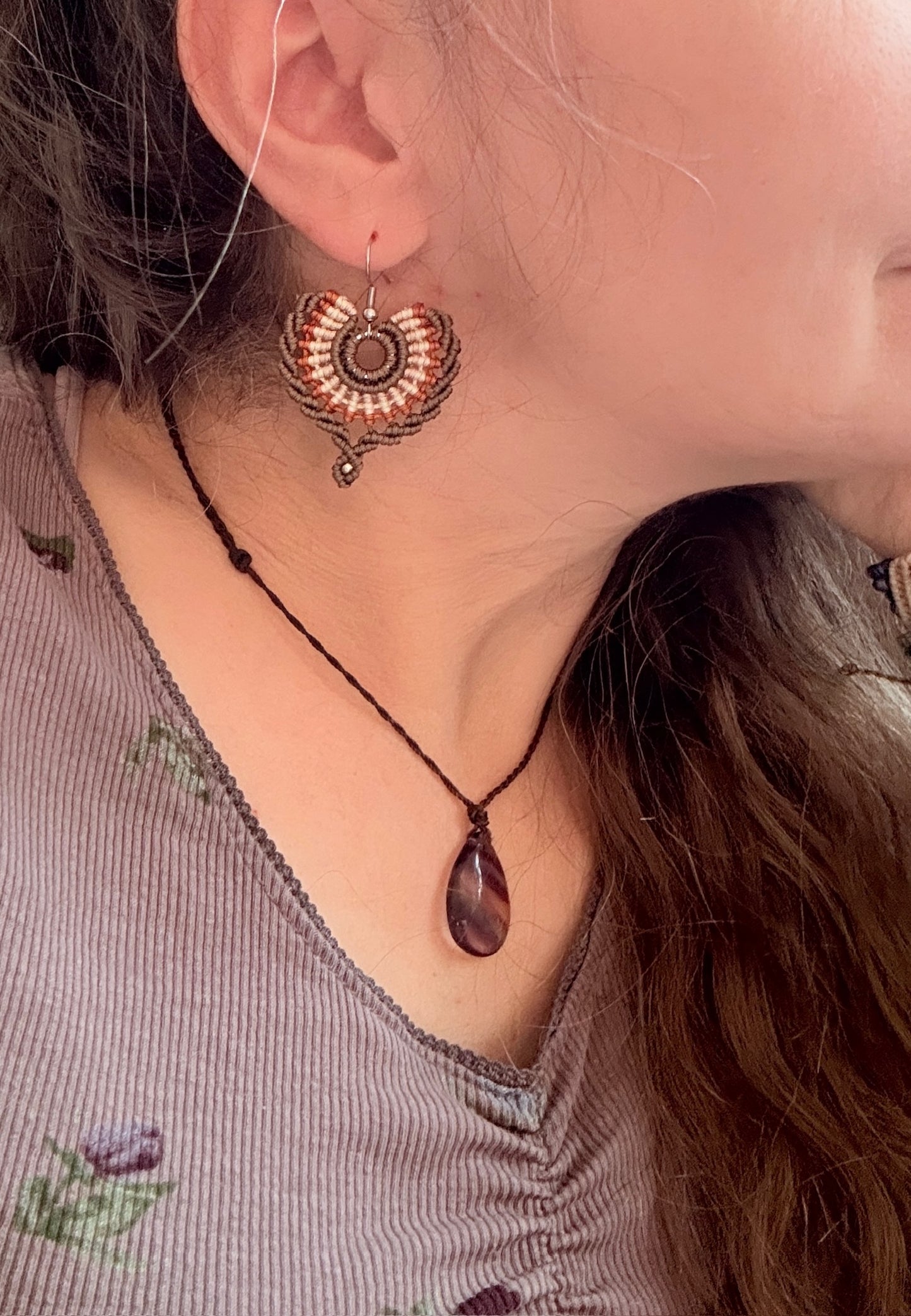 Einzigartige Makramee Ohrhaenger Ohrringe Schmuck Folklore (1 Paar)