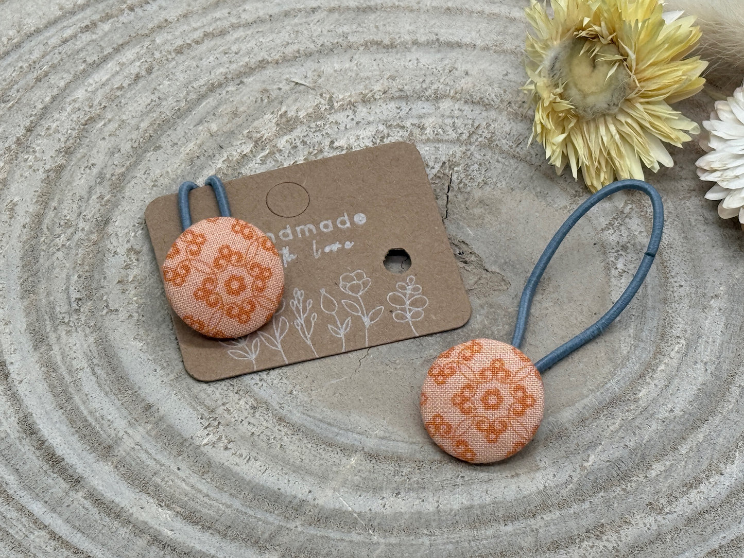 Retro Knopf Haargummi Ornament orange