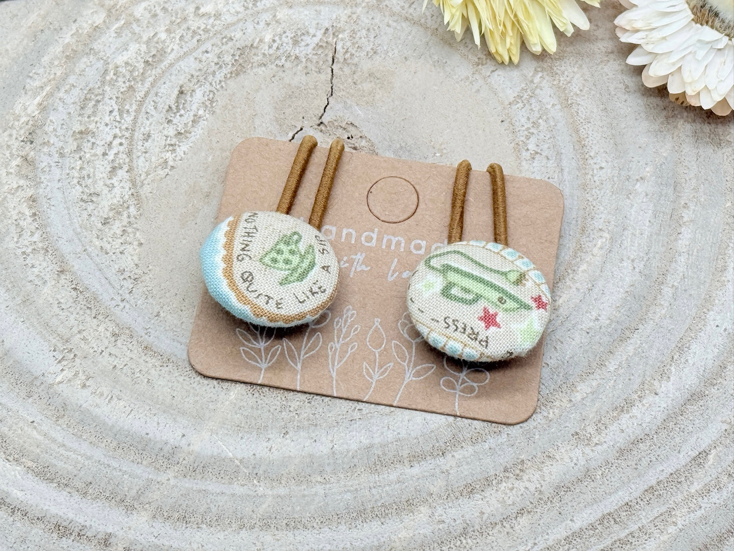 Retro Knopf Haargummi Nähwelt grün