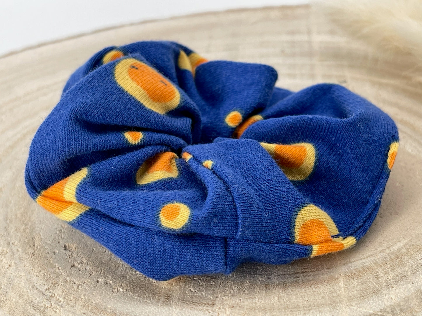 Jersey Scrunchie Haargummi kleiner Mond blau