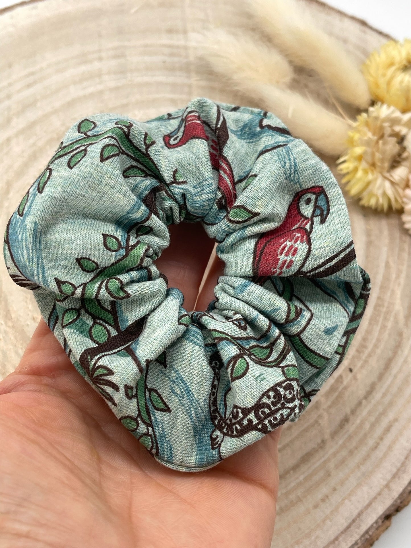 Jersey Scrunchie Haargummi Dschungel grün grau