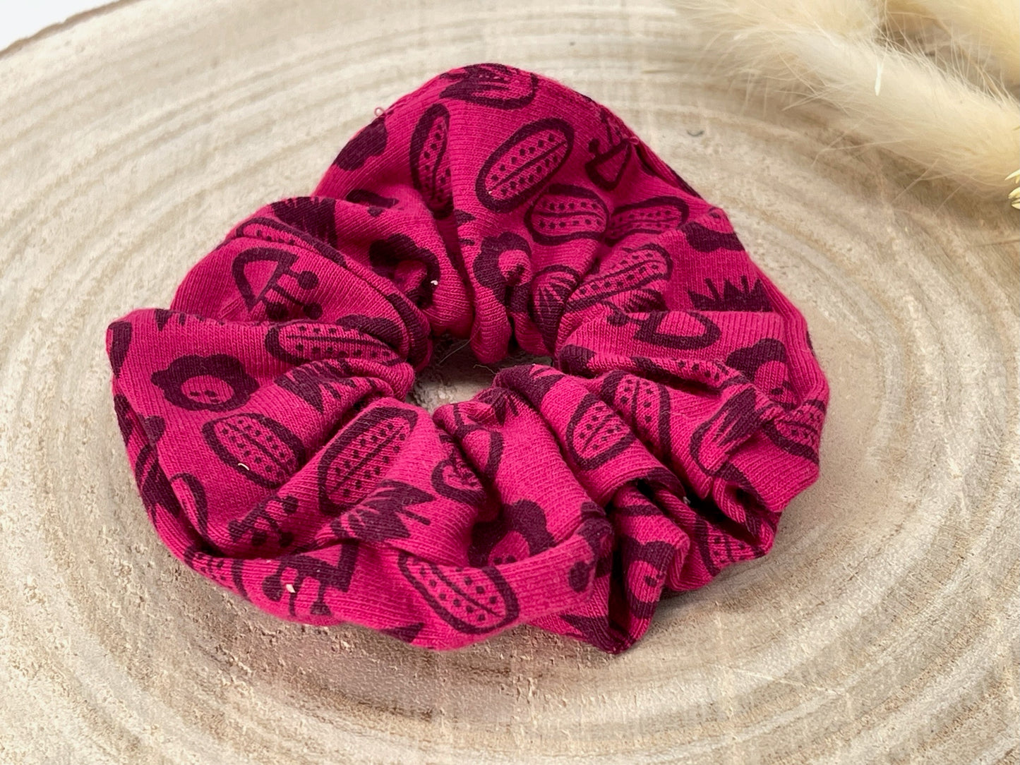 Jersey Scrunchie Haargummi Muster pink rosa