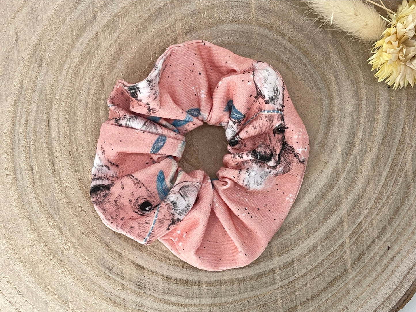 Scrunchie Haargummi elastisches Haarband Haarschmuck Rehkitz rosa