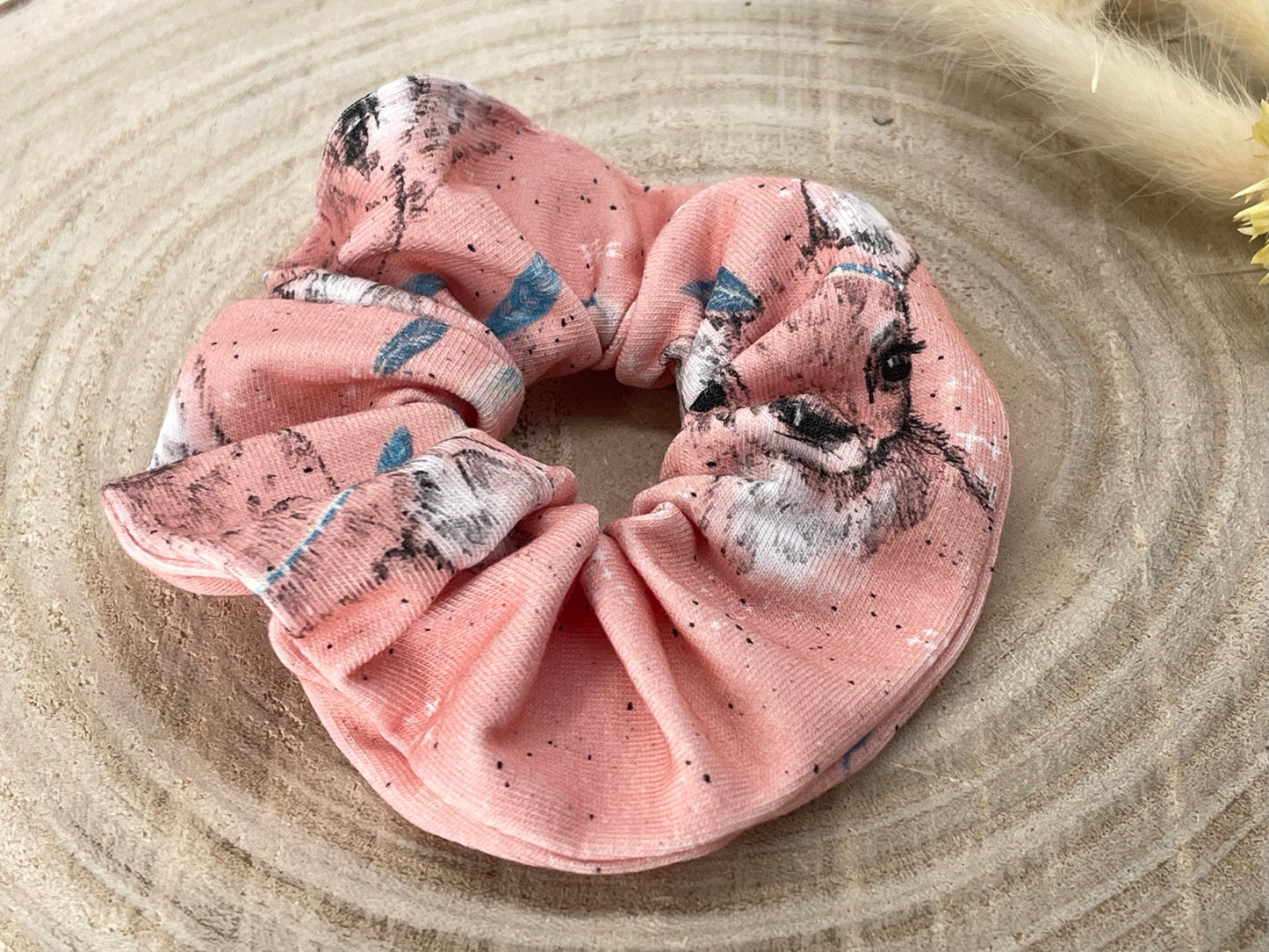 Scrunchie Haargummi elastisches Haarband Haarschmuck Rehkitz rosa