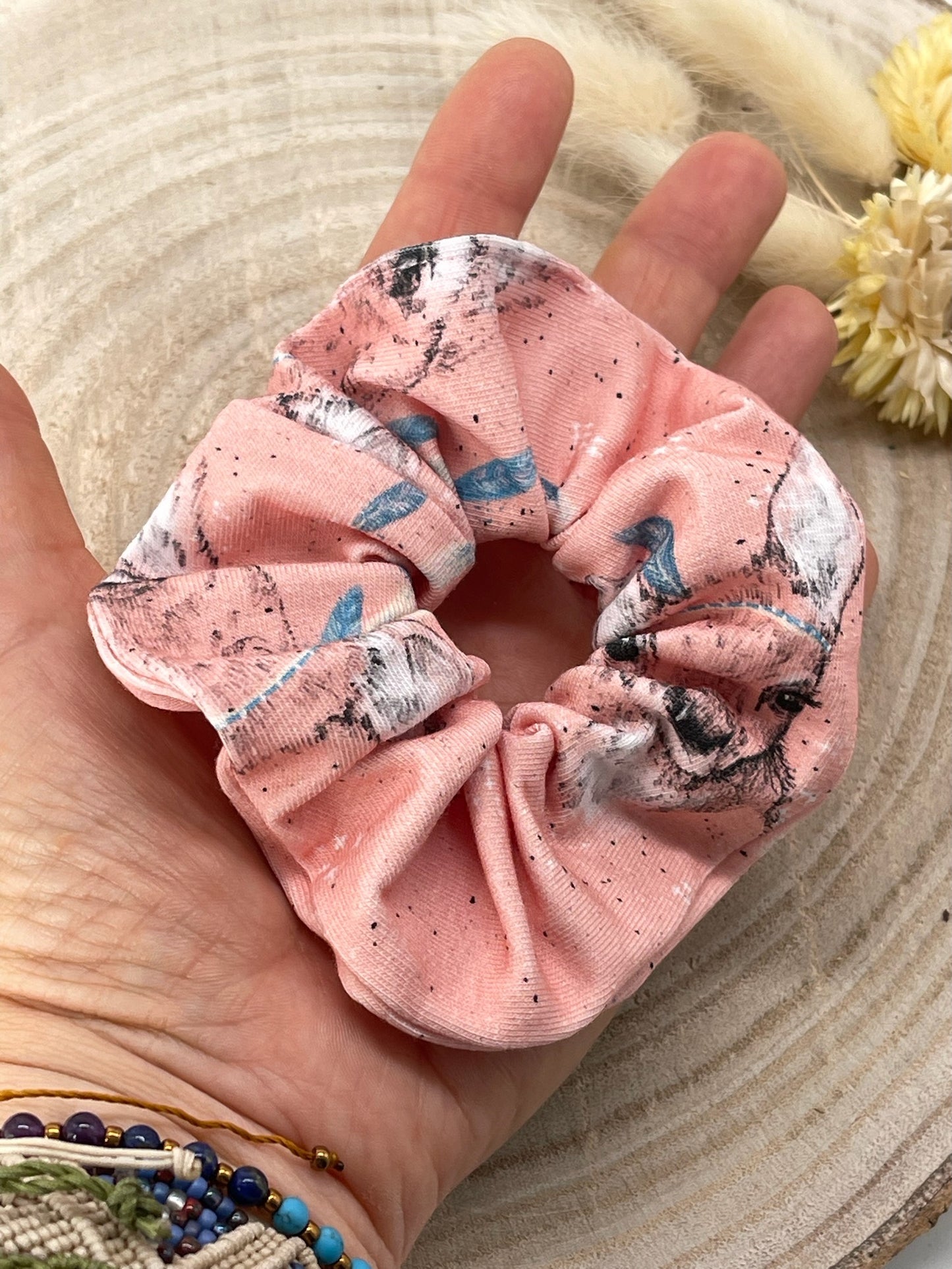 Scrunchie Haargummi elastisches Haarband Haarschmuck Rehkitz rosa