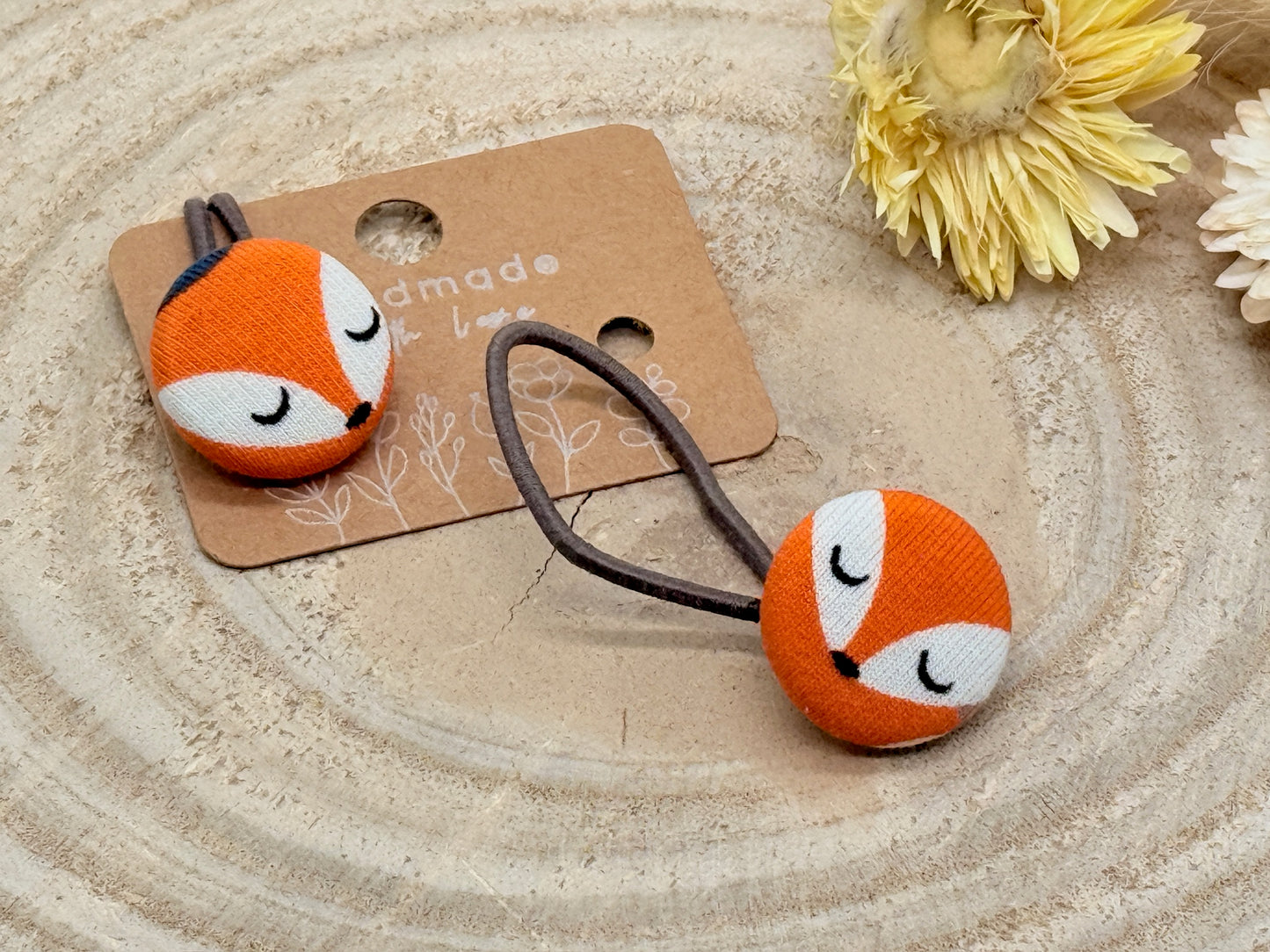 Retro Knopf Haargummi Fuchs orange