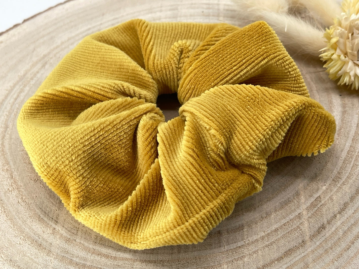 Cord Scrunchie Haargummi Senf Uni Braun II