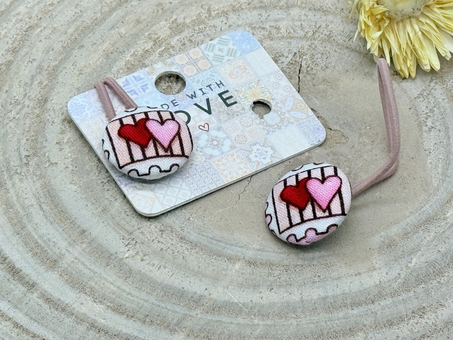 Retro Knopf Haargummi Briefmarke weiß