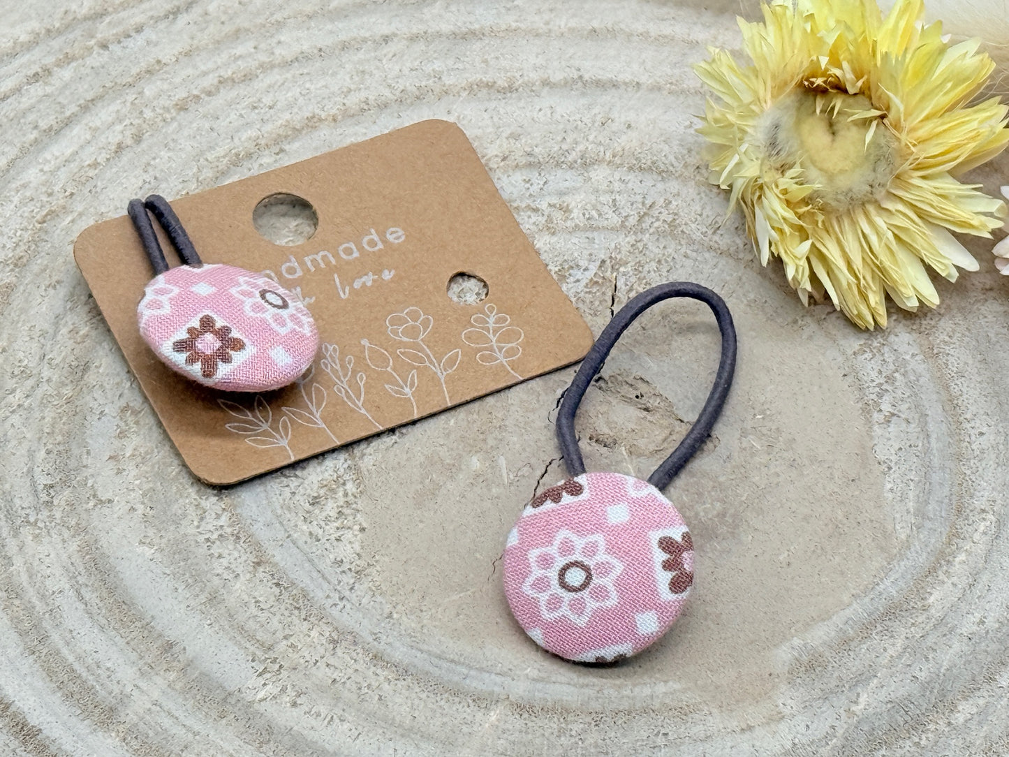 Retro Knopf Haargummi Ornament rosa