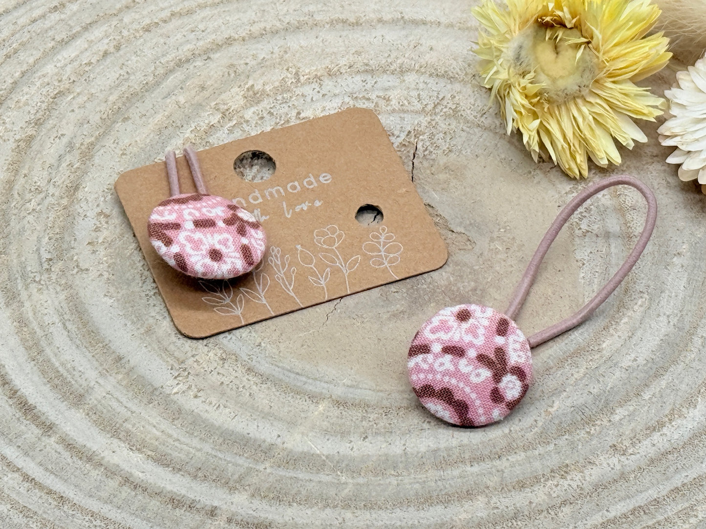 Retro Knopf Haargummi Ornament rosa