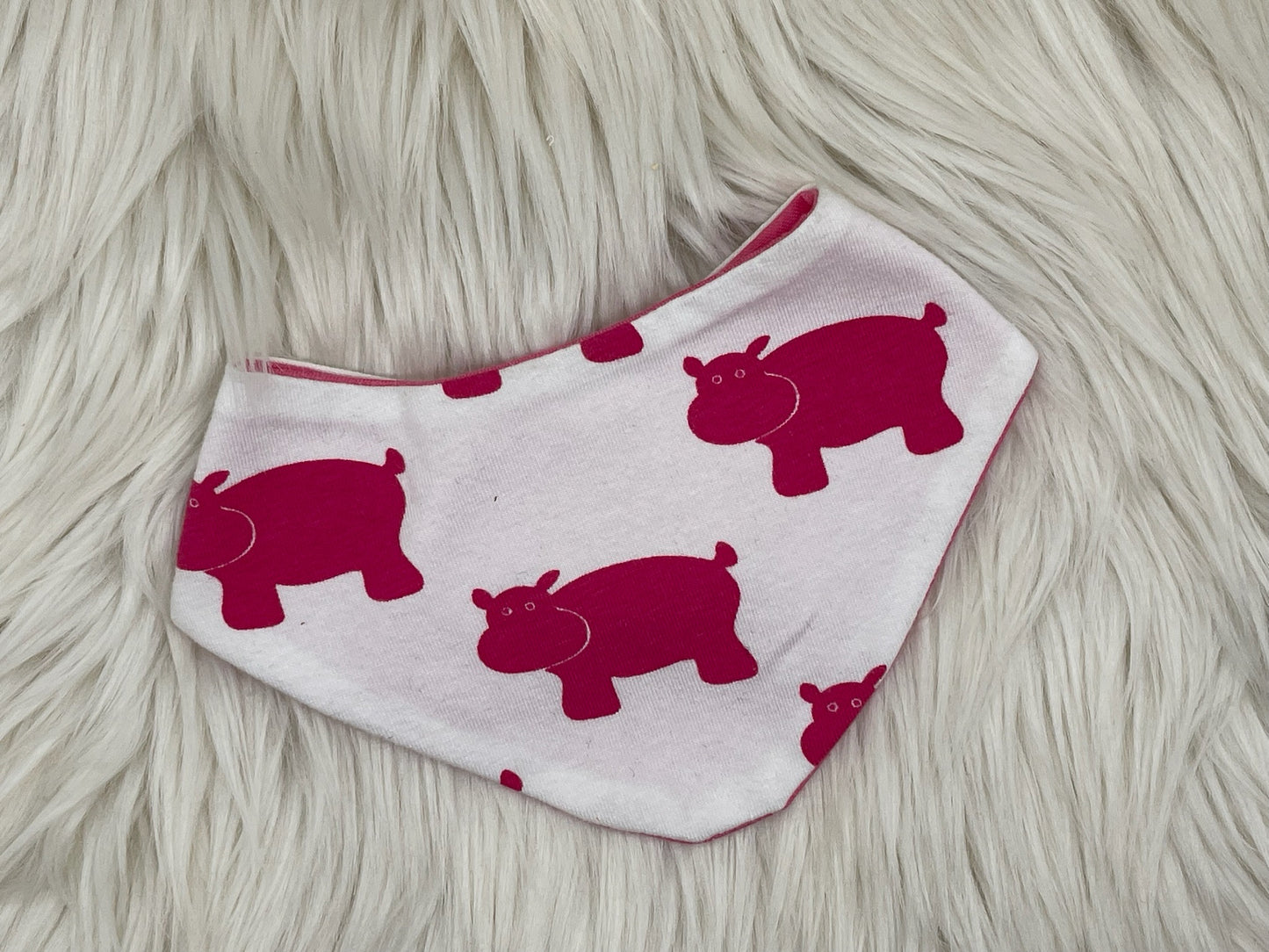 SALE Wendehalstuch Sternchen mit Nilpferd weiß/rosa