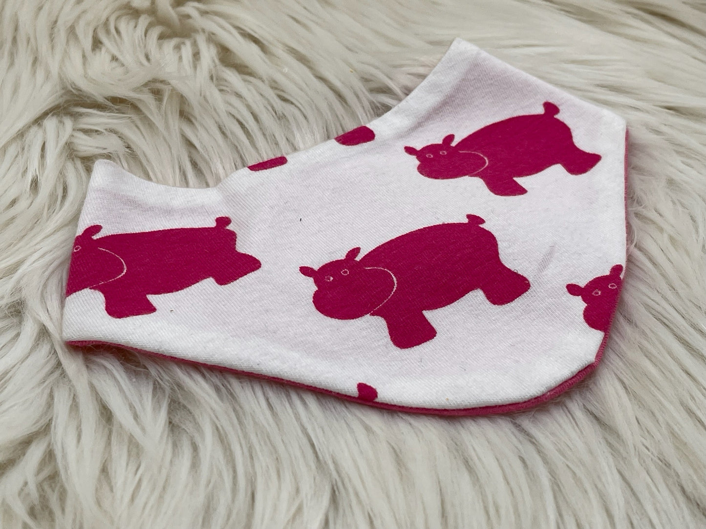 SALE Wendehalstuch Sternchen mit Nilpferd weiß/rosa