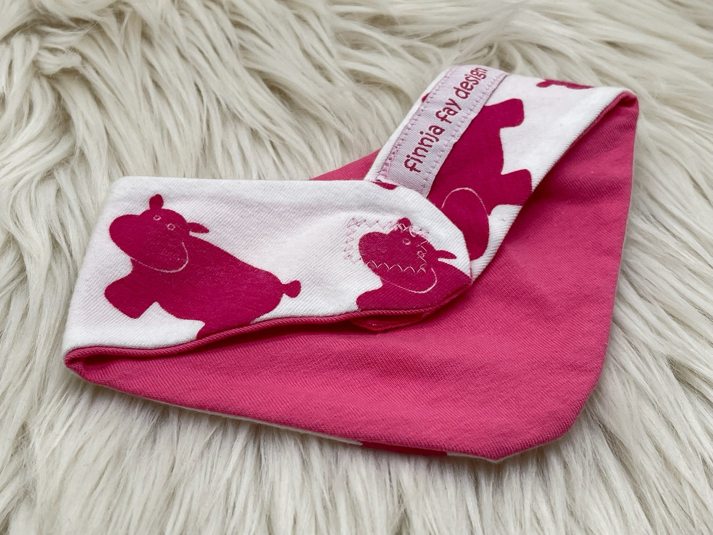 SALE Wendehalstuch Sternchen mit Nilpferd weiß/rosa