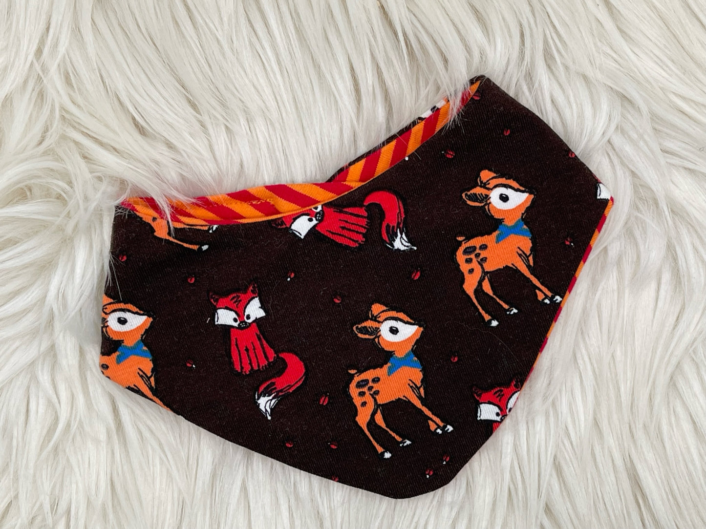 SALE Wendehalstuch Sternchen mit Rehe & Fuchs braun