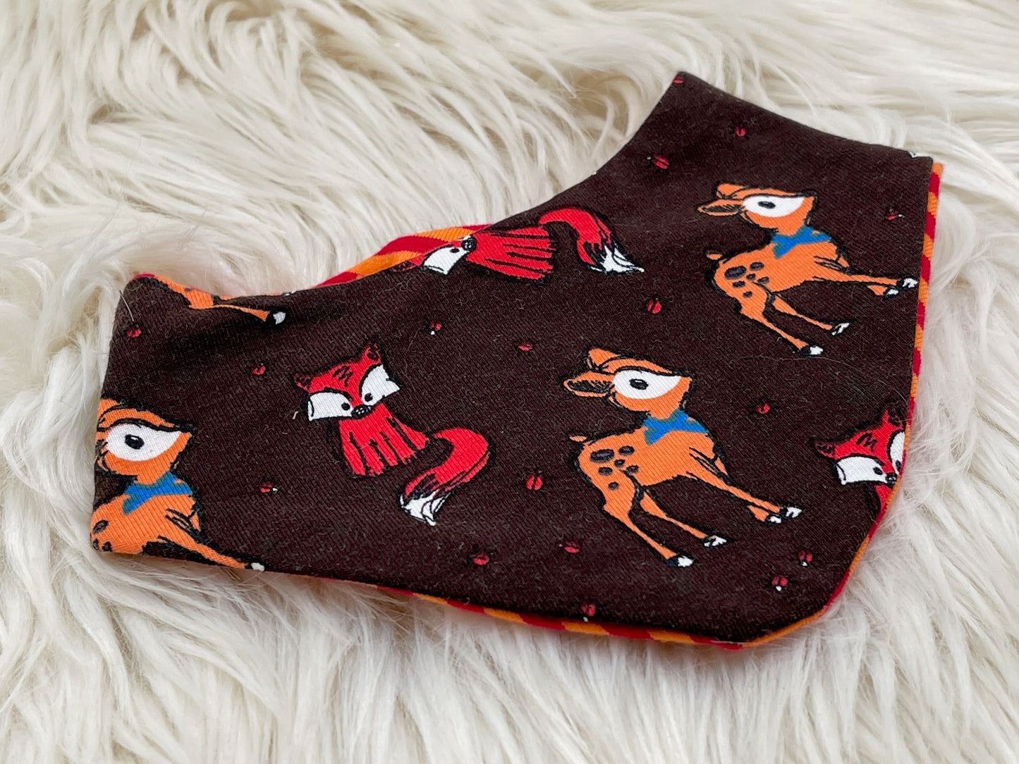 SALE Wendehalstuch Sternchen mit Rehe & Fuchs braun