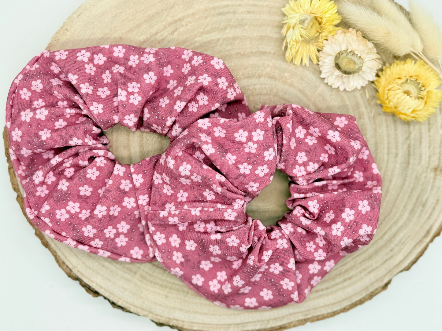Jersey Scrunchie Haargummi Gänseblümchen lila