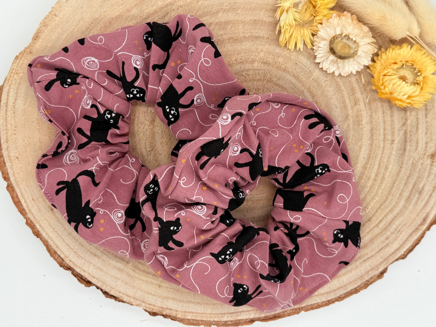 Jersey Scrunchie Haargummi Katze lila