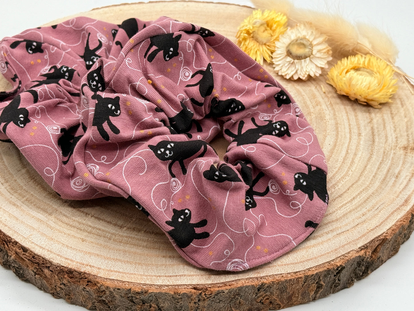 Jersey Scrunchie Haargummi Katze lila