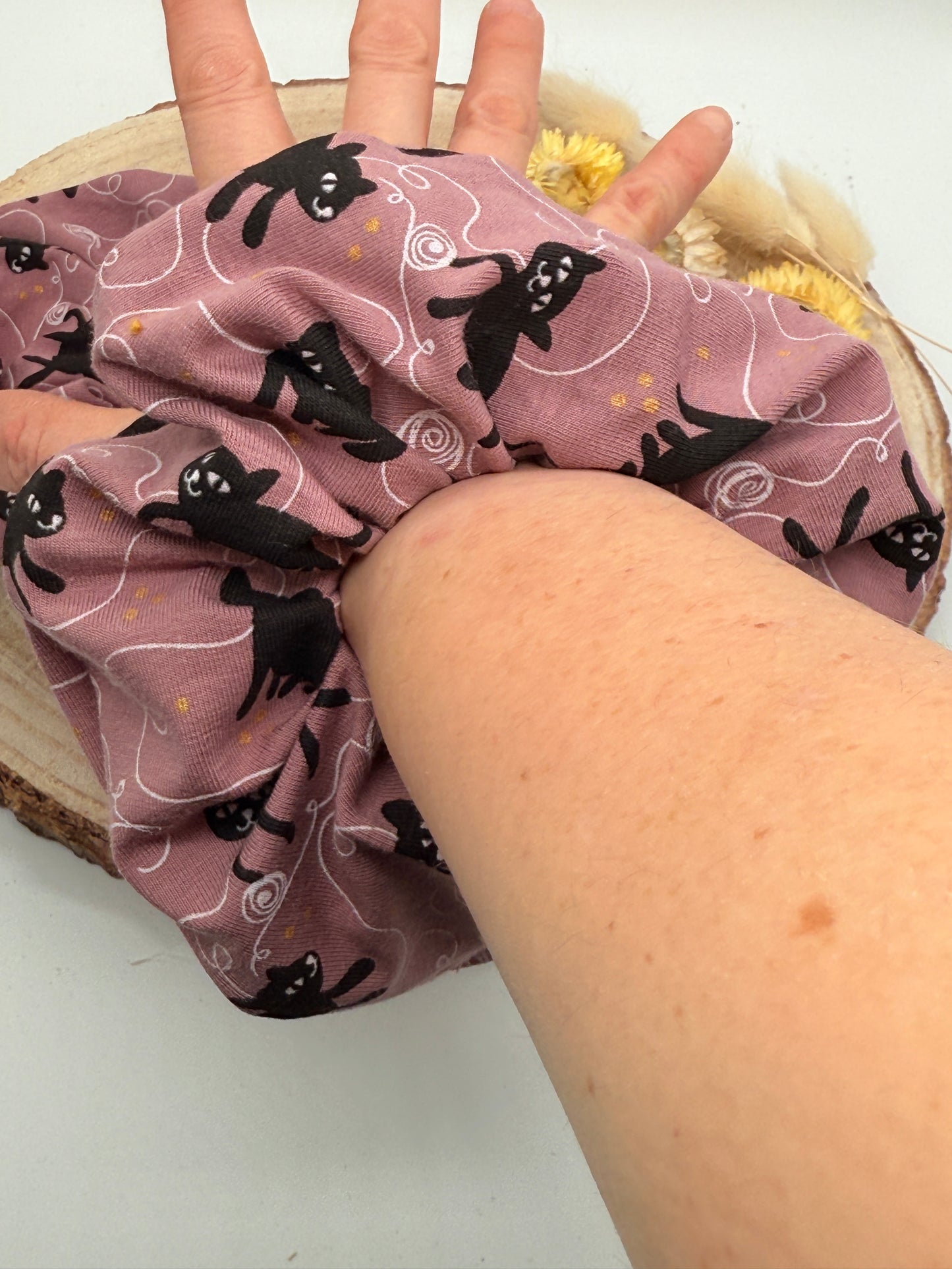 Jersey Scrunchie Haargummi Katze lila