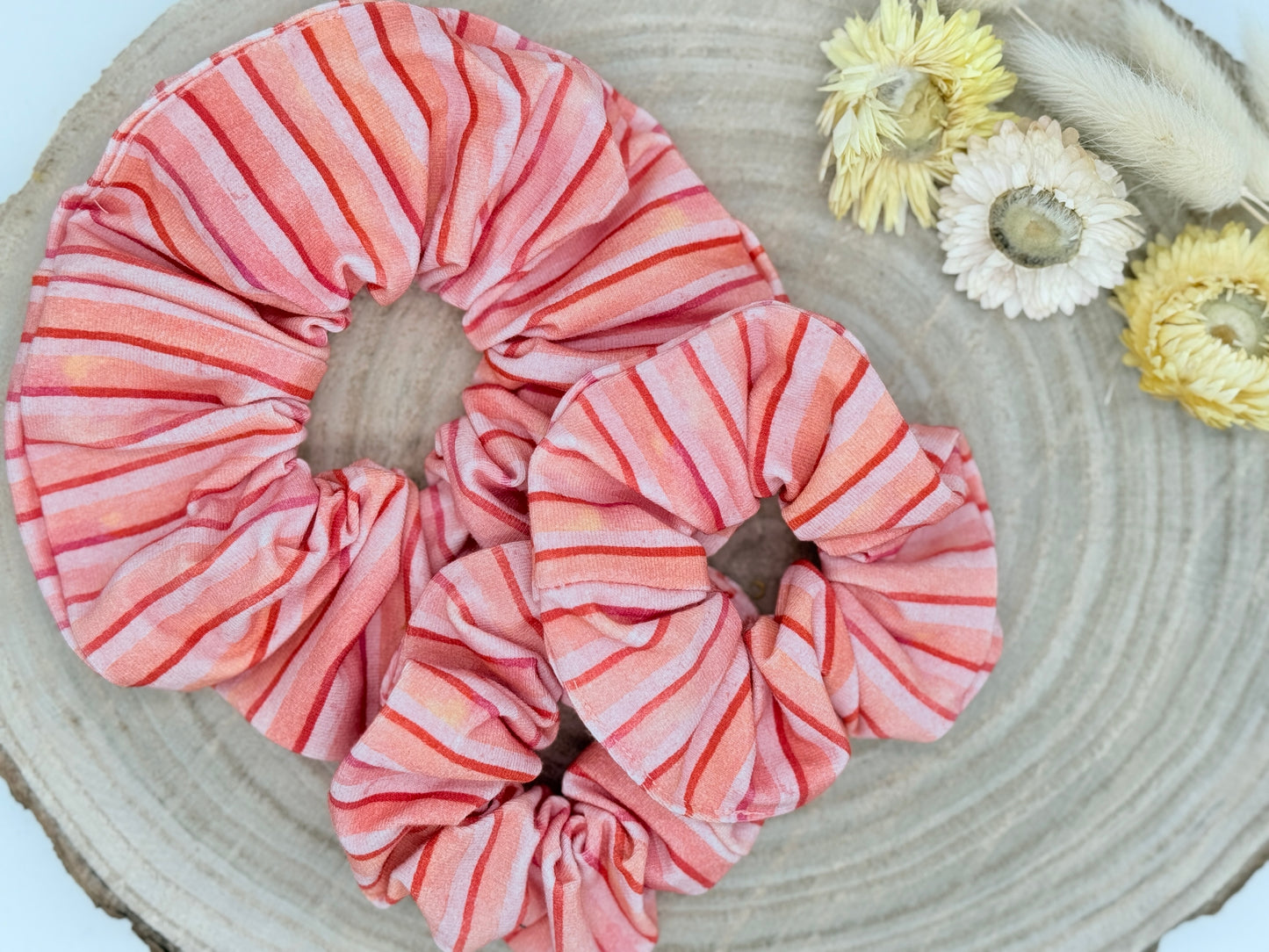 Jersey Scrunchie Haargummi rosa Streifen
