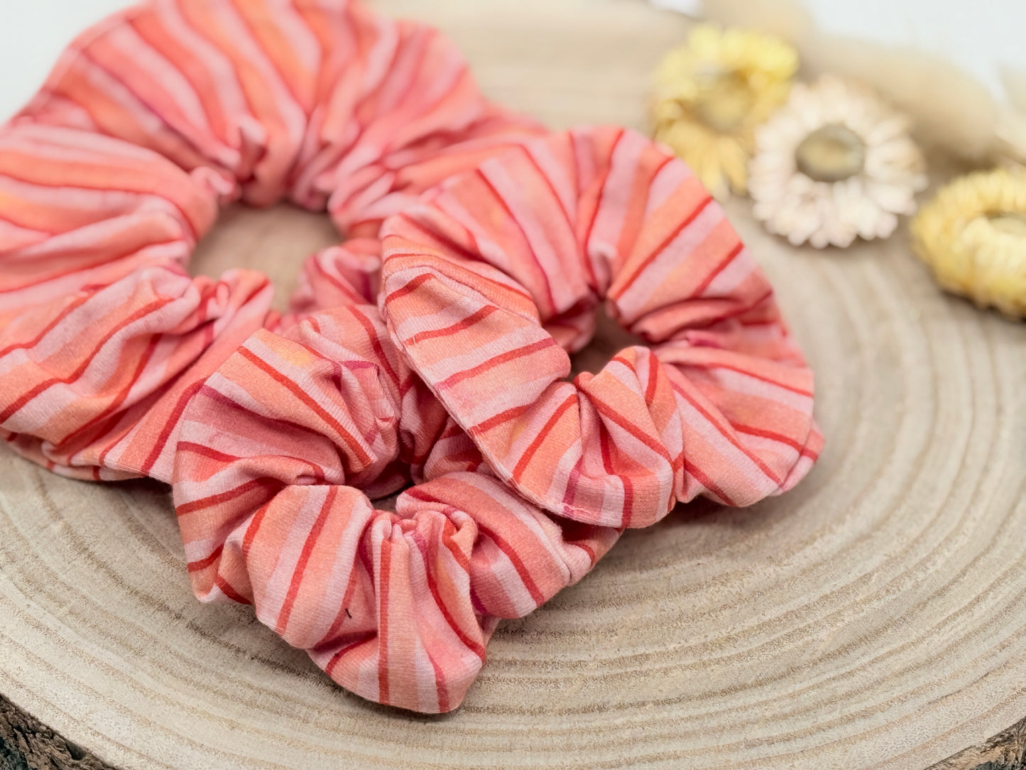 Jersey Scrunchie Haargummi rosa Streifen