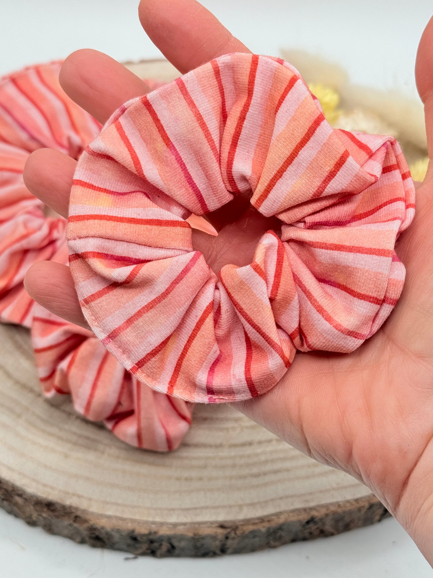 Jersey Scrunchie Haargummi rosa Streifen