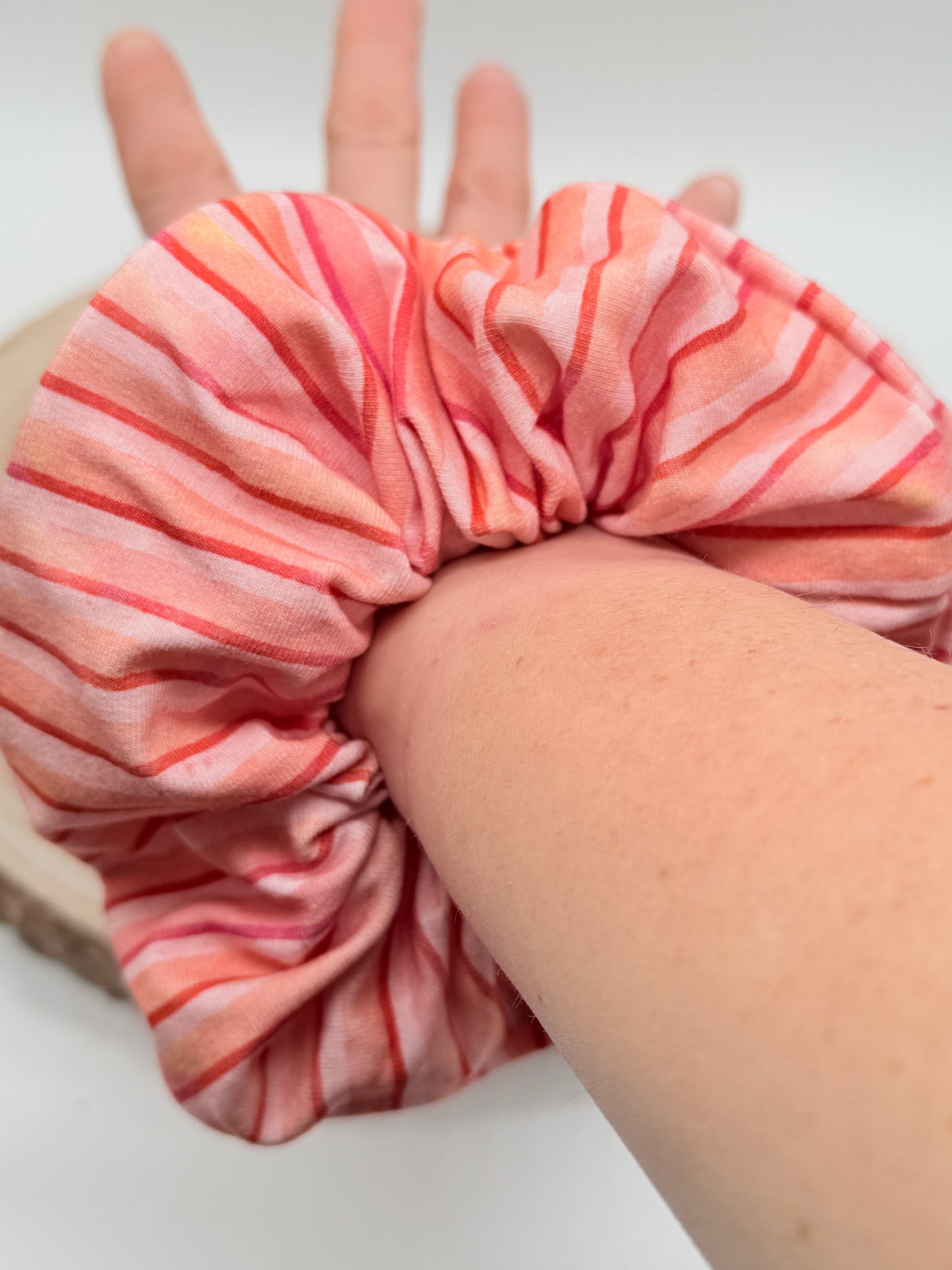 Jersey Scrunchie Haargummi rosa Streifen