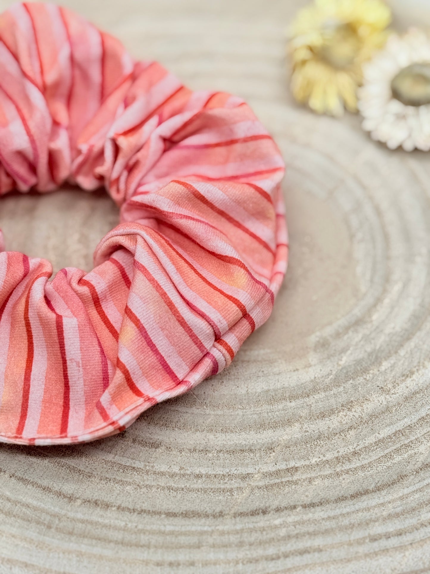 Jersey Scrunchie Haargummi rosa Streifen