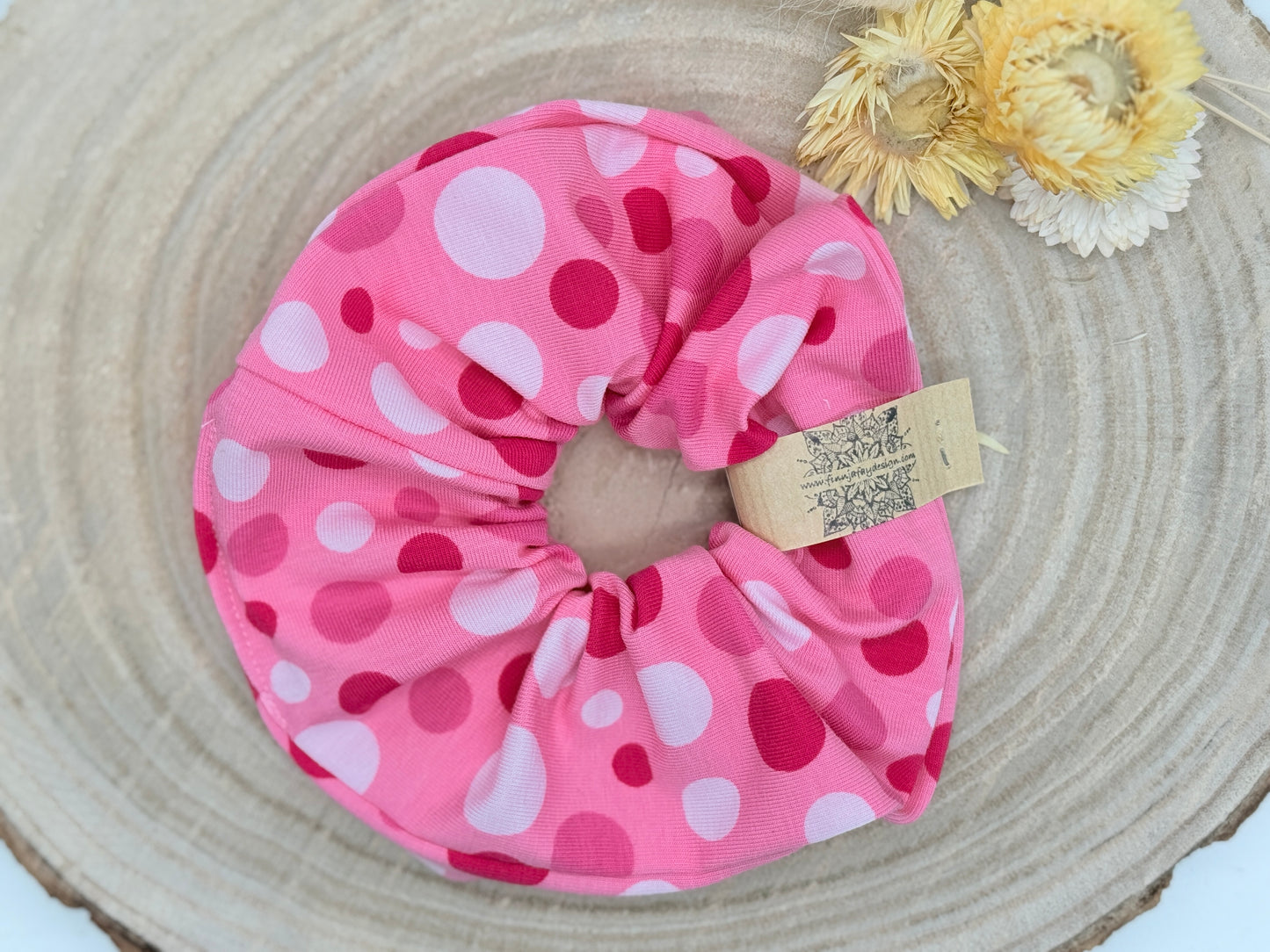 Jersey Scrunchie Punkte rosa
